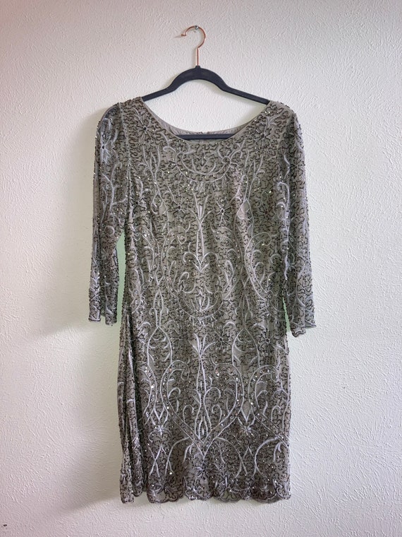 LARGE Silver beaded and sequin dress