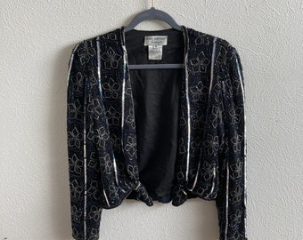 Small black bolero jacket | beaded jacket