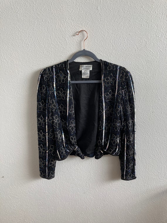 Small black bolero jacket | beaded jacket