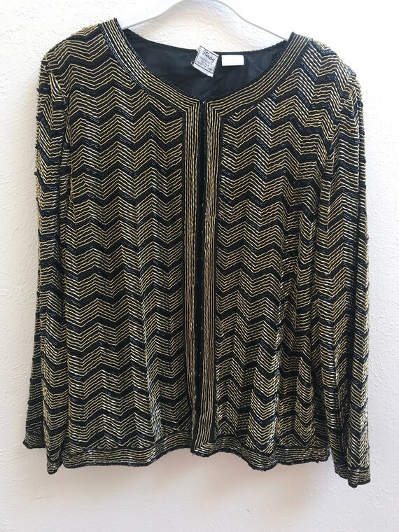 Large BEaded CHeVron PAttern JAcket - image 1