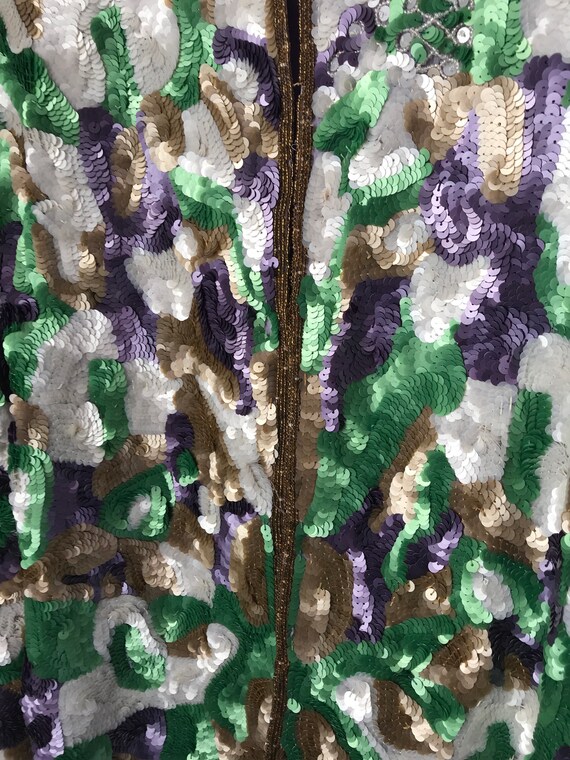 SMALL Amazing vintage sequin jacket , heavy pastel se… Gem