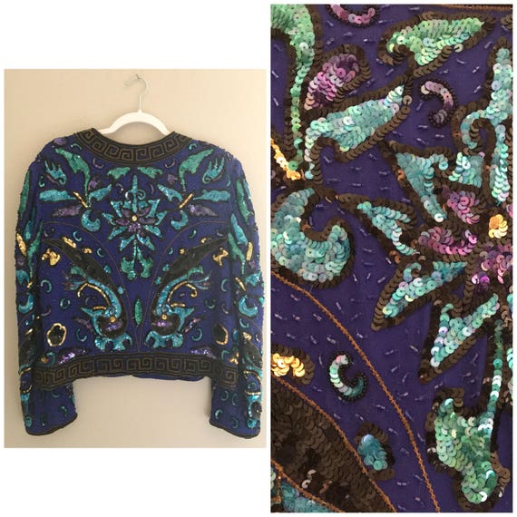 Vintage sequin jacket, colorful sequin jacket , be