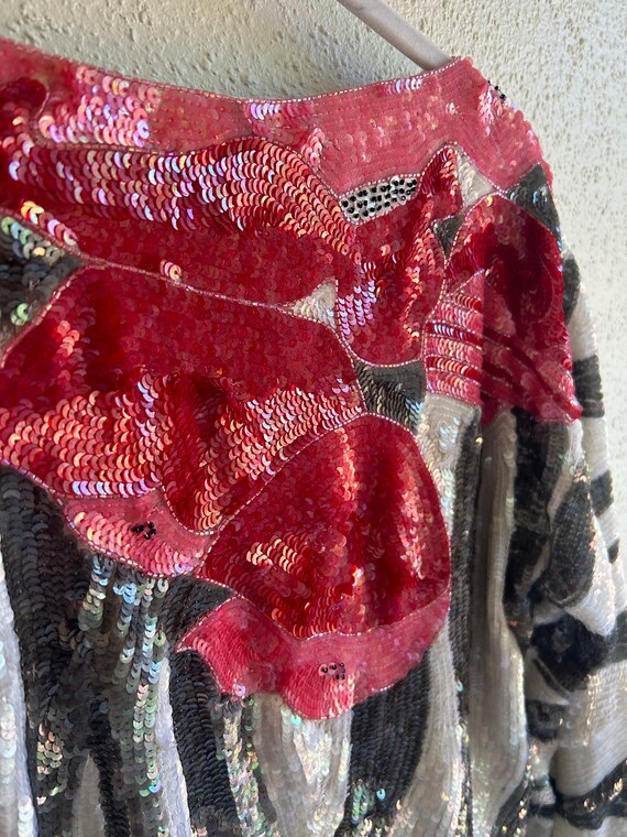 Iridescent vintage sequin zebra pattern top medium - image 4