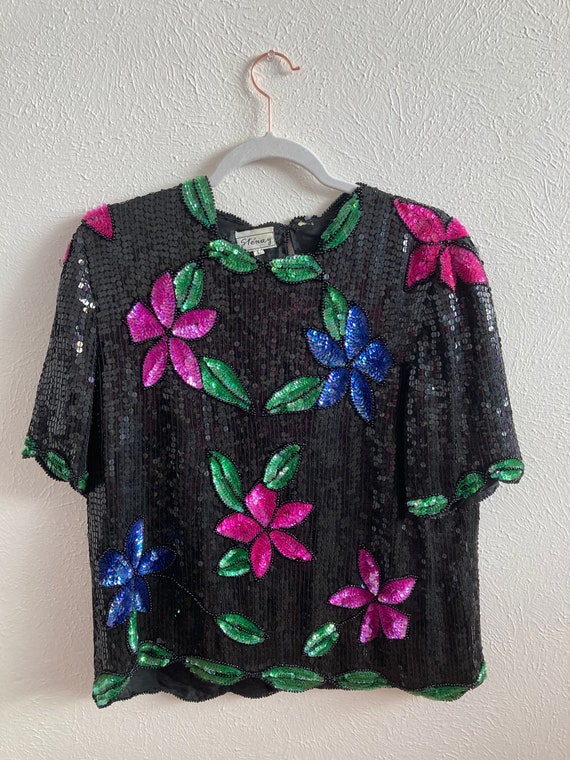 Large Stenay floral sequin top - image 9