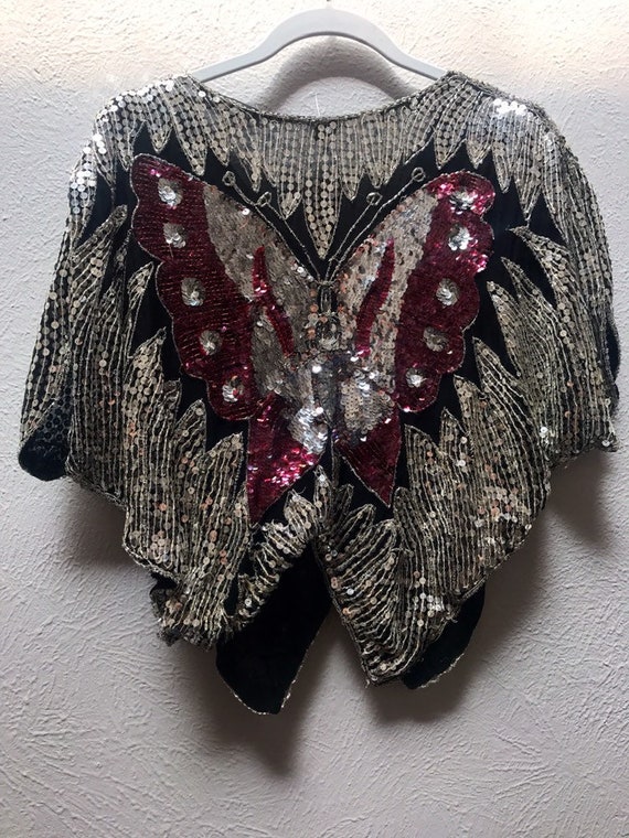 Sequin butterfly poncho top festival wear - image 3