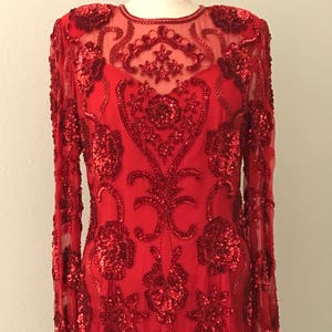 Valentine’s Day gown Vintage Red Sequin Scala Gown - Stunning Handcrafted Evening Dress | Size S/M&quot;