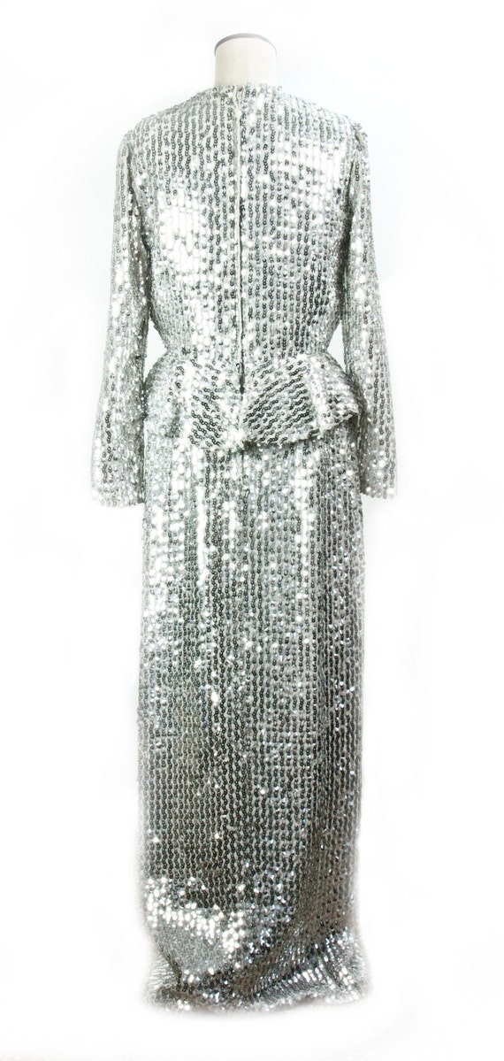 Vintage Silver Sequin Hollywood Gown | Stunning F… - image 4