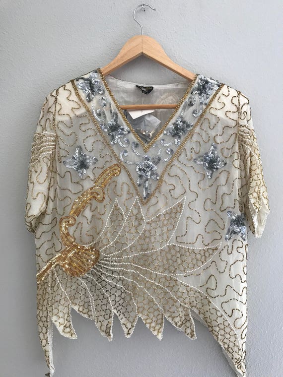 XL white country beaded outfit , beaded outfit , … - image 9
