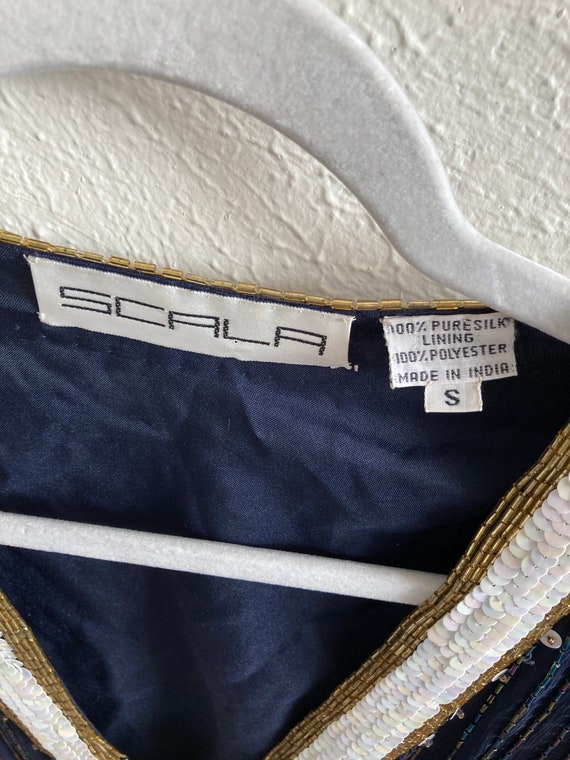 Small Scala sequin jacket size s in blue white an… - image 5