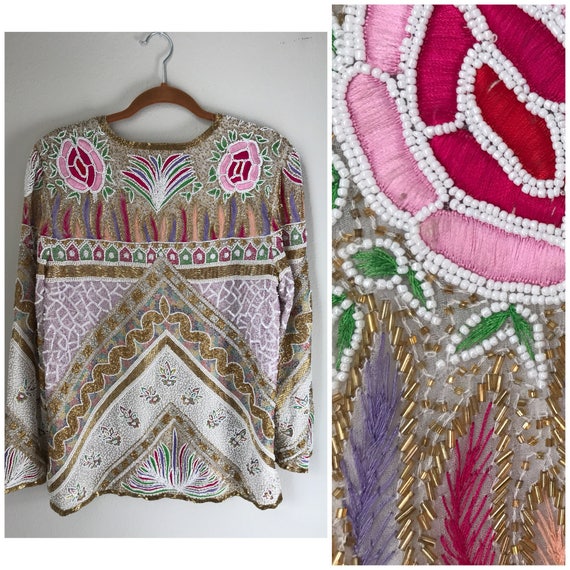 Beautiful hand beaded and embroidered top