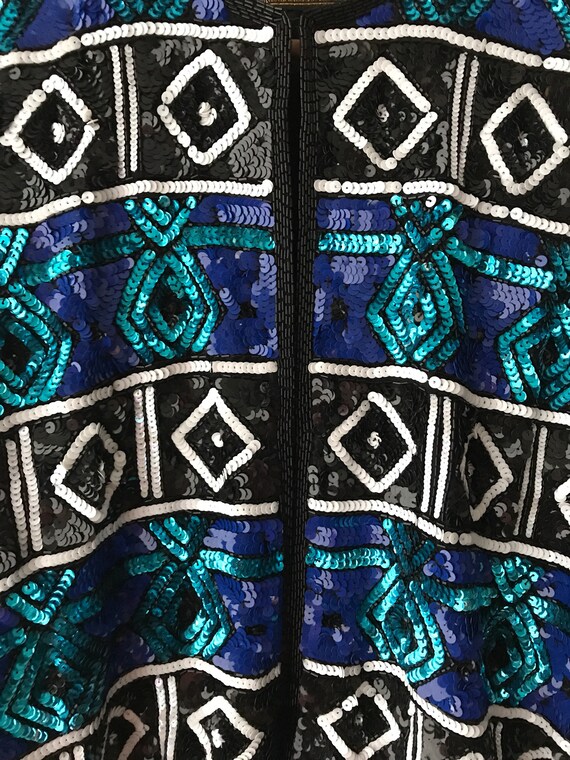 LARGE geometric pattern vintage sequin jacket - image 7