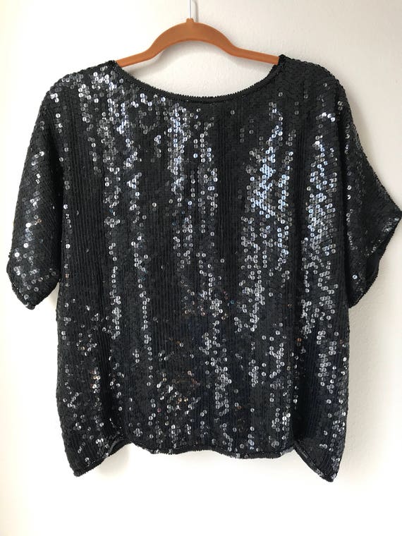 XL Gold silver and black sequin top t-shirt - image 7