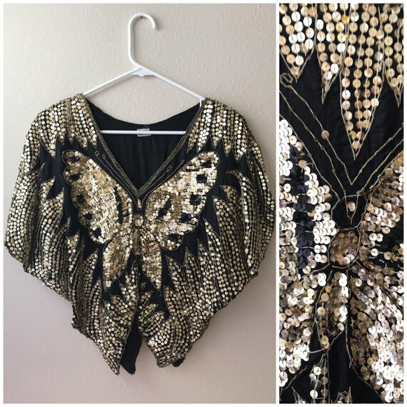 Festival top Sequin butterfly poncho, festival wea