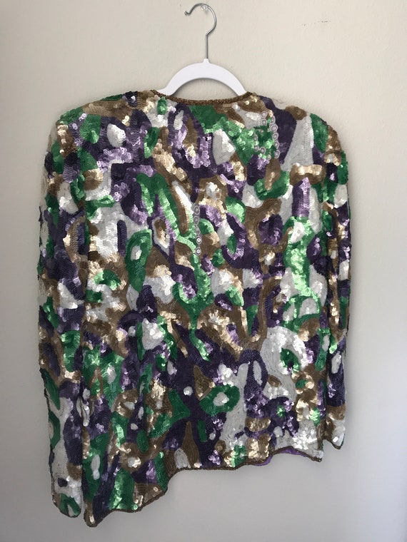 SMALL Amazing vintage sequin jacket , heavy pastel se… Gem