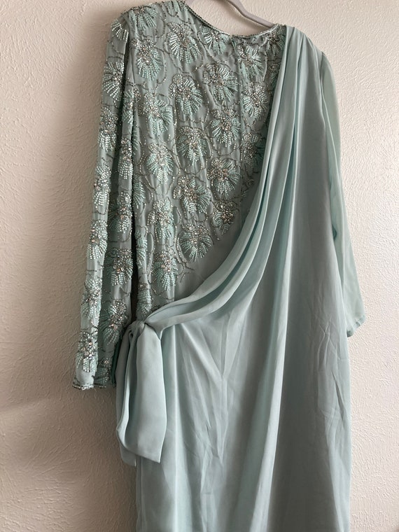 XXL Vintage Mint Beaded Gown - image 10