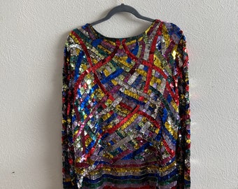 XL Gorgeous sequin patterned long sleeve top