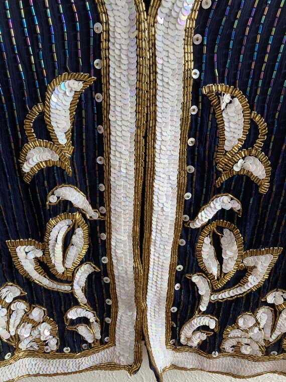 Small Scala sequin jacket size s in blue white an… - image 3