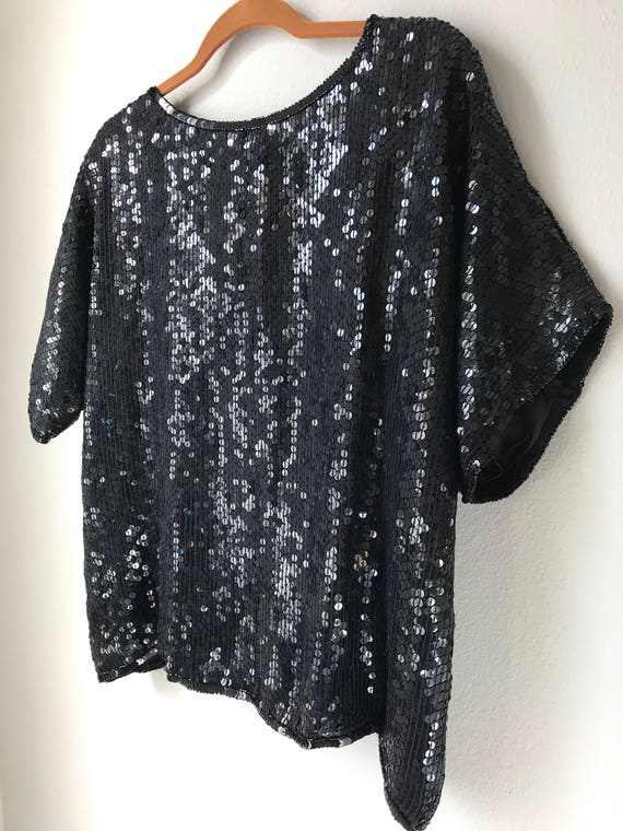 XL Gold silver and black sequin top t-shirt - image 3