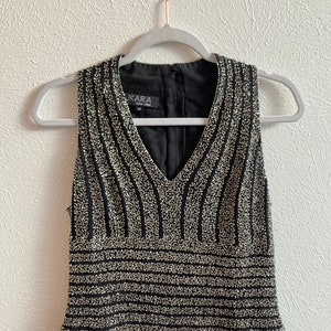 MEDIUM Black and Silver glass beaded top