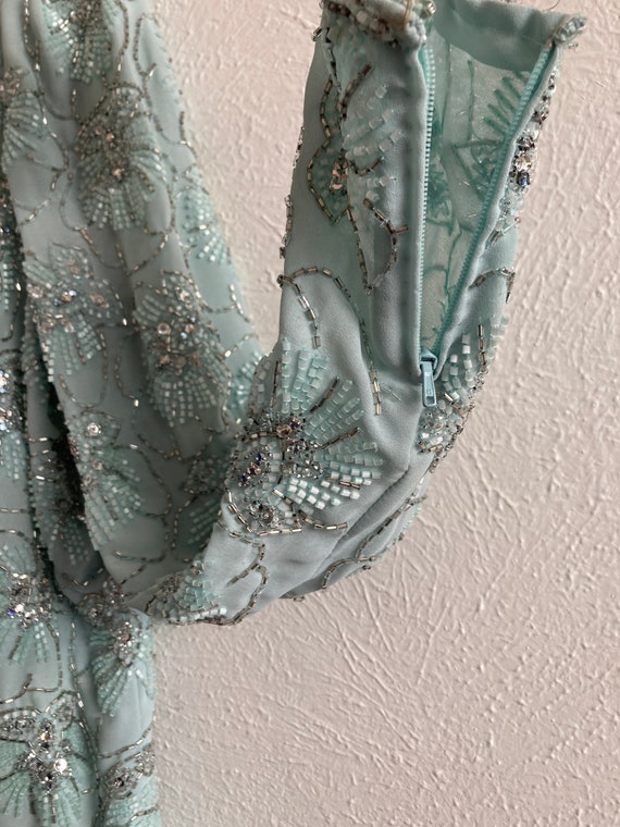 XXL Vintage Mint Beaded Gown - image 5