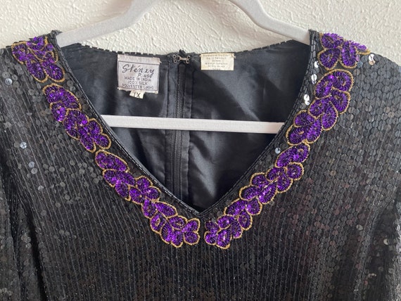 1X XL Black and purple plus size sequin top - image 3