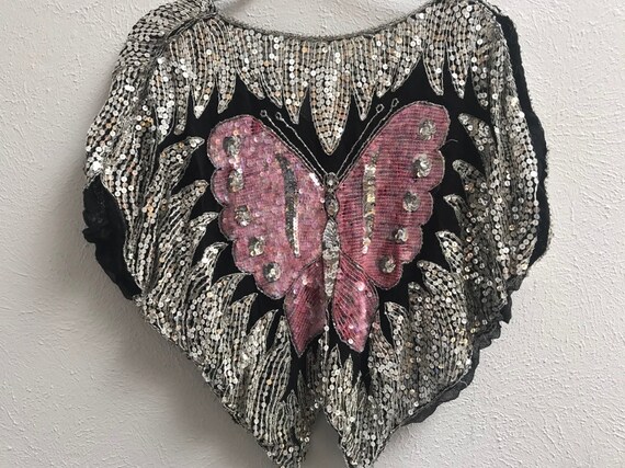 Fun 70's butterfly sequin poncho