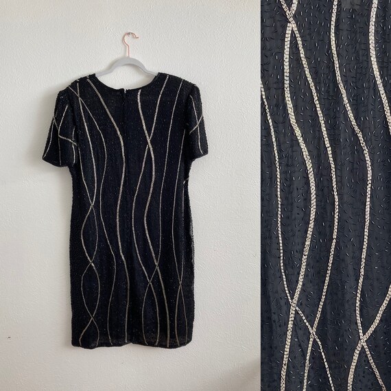 VIntage BLack Beaded DReSs Xl
