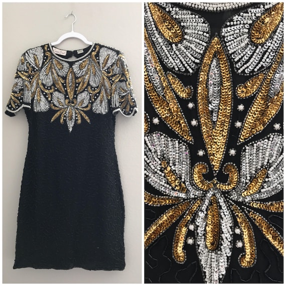 black and gold vintage dress