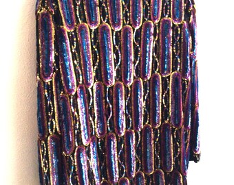 XL Fun multicolor patterned vintage sequin shrug jacket