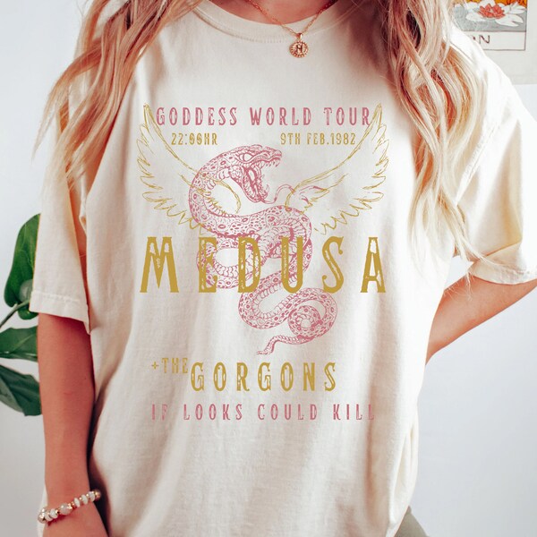 Medusa Distressed Band Tee Vintage Band T Shirt Snake Shirt Greek Mythology Greek Goddess Medusa Shirt Greek Apparel Grunge Fairycore