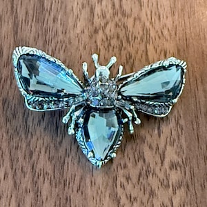 Gray colored stones and Rhinestone flying bug brooch