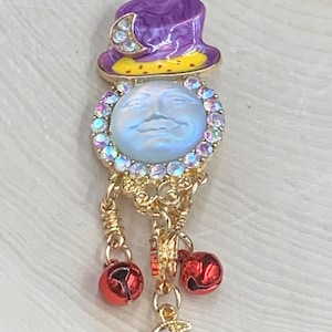 Fairytale and fantasy celestial man in the moon brooch