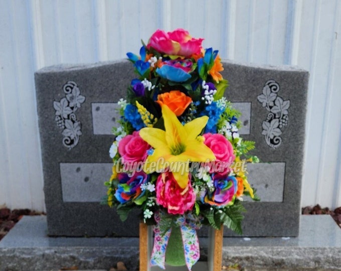 Bright Multi Color Permanent Cemetery Vase Insertvase Grave Flowers