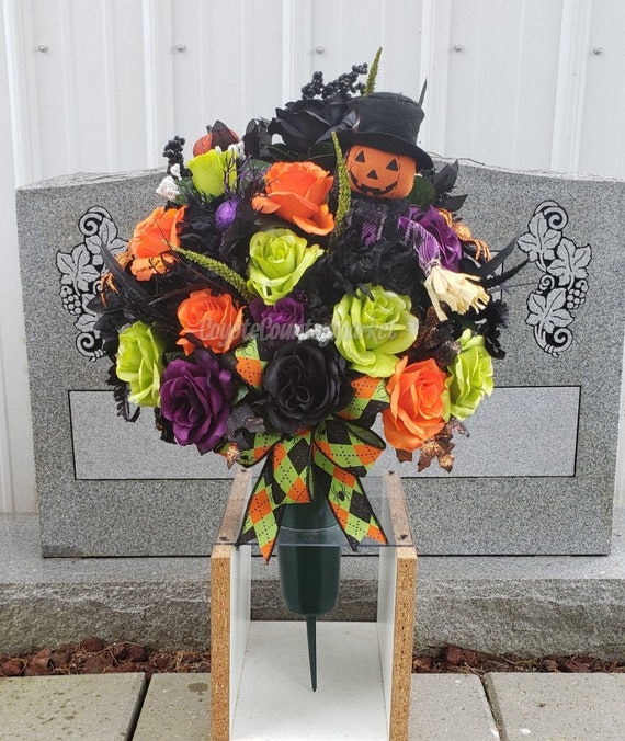 Halloween Cemetery Ground Vase Halloween Grave Flowers Grave Etsy