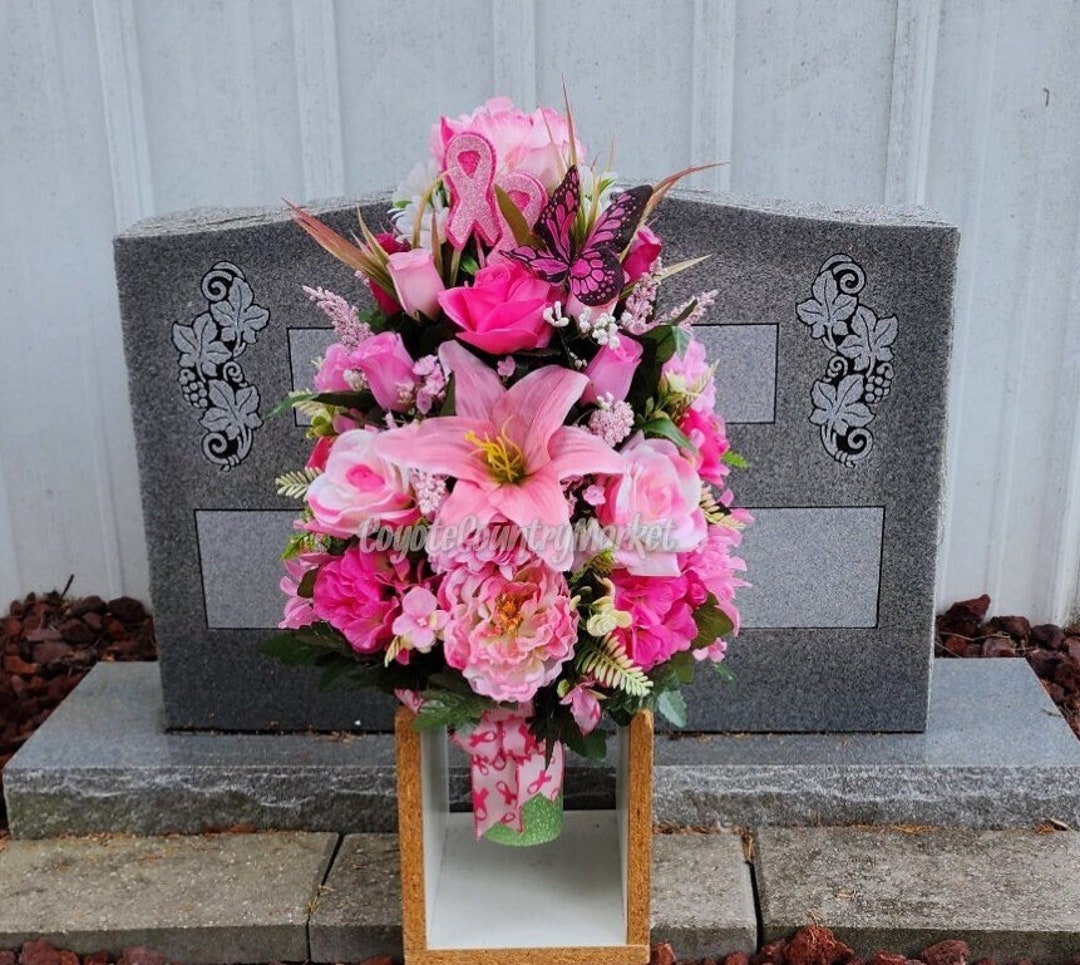 Shades of Pink Breast Cancer Permanent Cemetery Vase Etsy