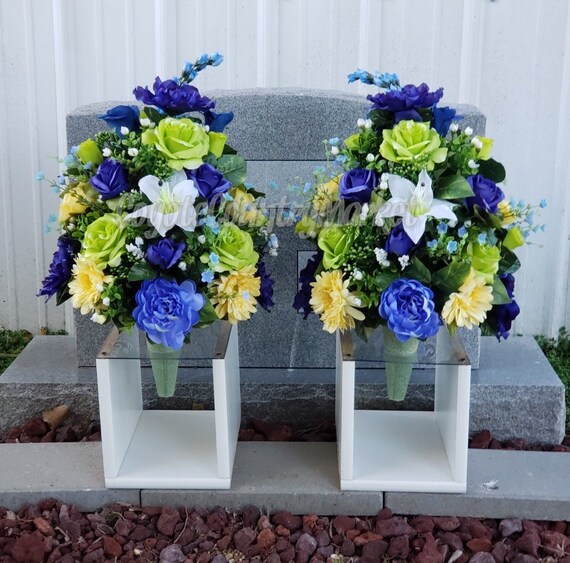 Sale Cemetery Permanent Vase Flowers Flowers For Etsy