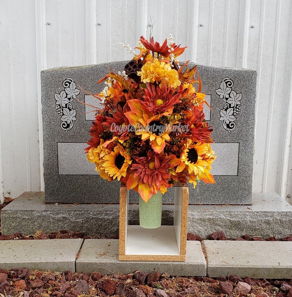 Fall Cemetery Permanent Vase Flowers Cemetery Flowers Cemetery Etsy