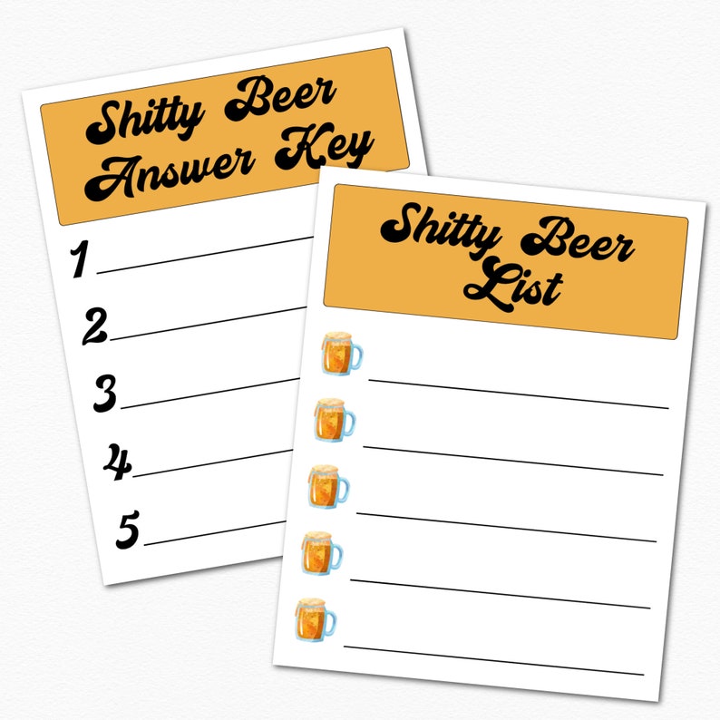 Shitty Beer Tasting Game Instant Download Etsy