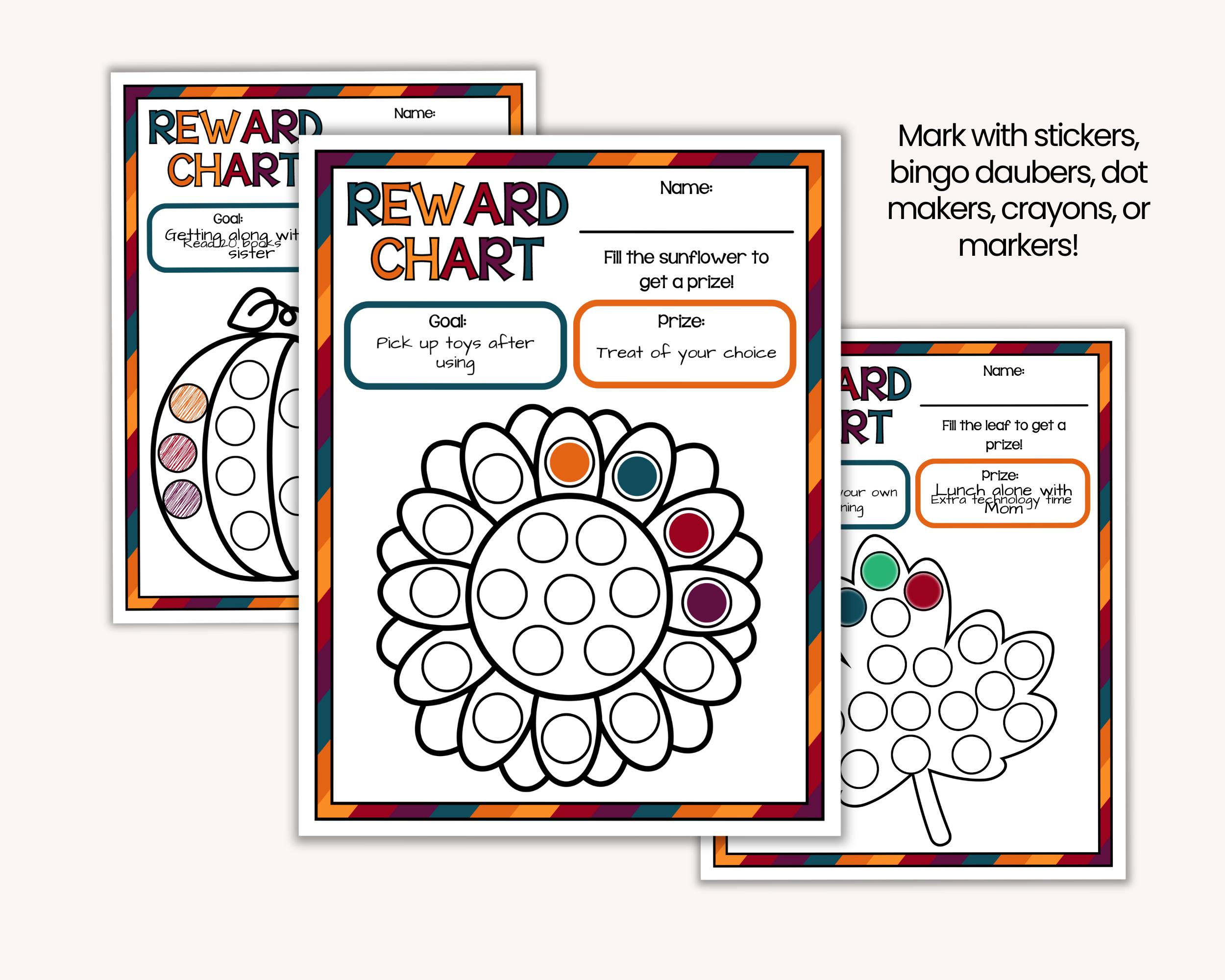 Reward Chart for Kids With Fall Theme, Instant Download - Etsy