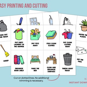 Kid's Chore Chart Task Cards, Instant Download - Etsy