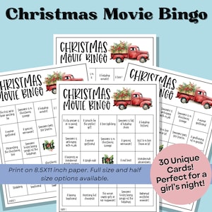 TV Christmas Movie Bingo, Instant Download