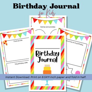 Kid&#39;s Birthday Journal, Personalize with Canva, Instant Download