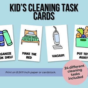Kid's Chore Chart Task Cards, Instant Download - Etsy