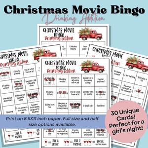 TV Christmas Movie Bingo, Drinking Bingo, Instant Download