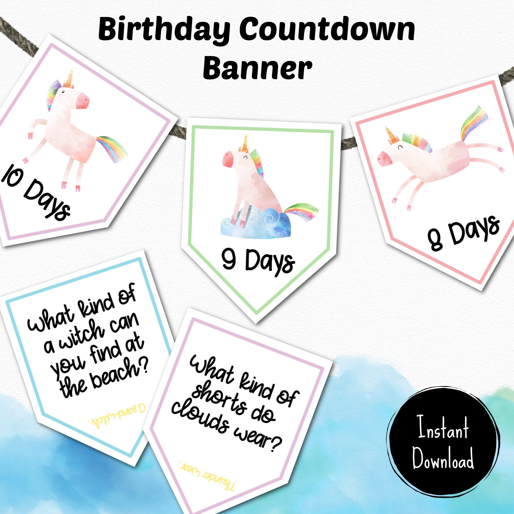 Birthday Countdown Banner for Kids Kid's Jokes Instant - Etsy