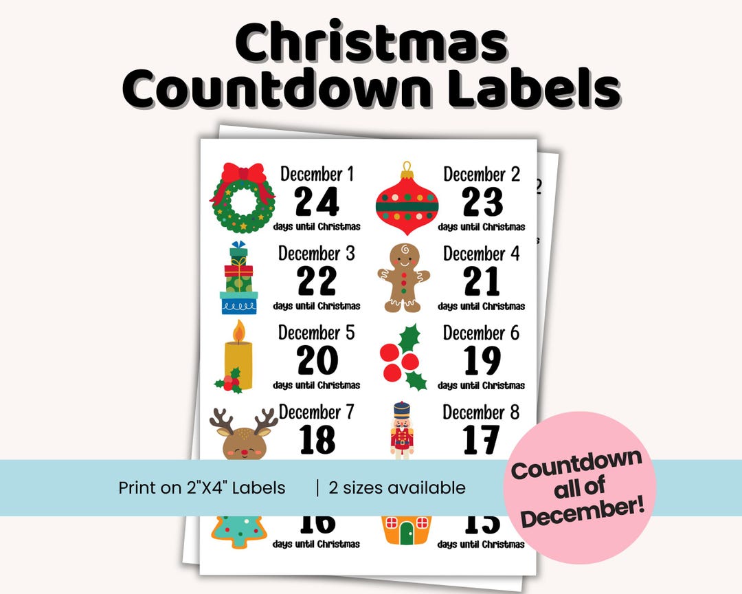 Countdown Stickers Samples Christmas Countdown Sticker Tags, Instant Download - Etsy