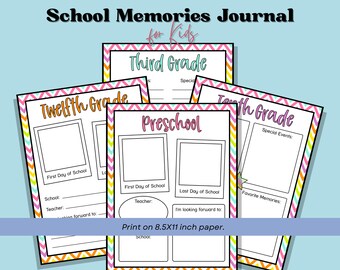 School Memories Journal, Bright Colors, Instant Download