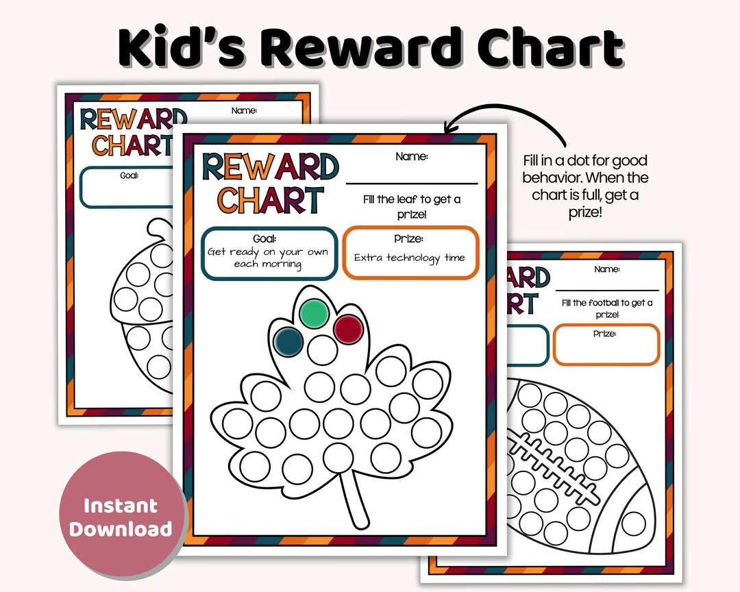 Reward Chart for Kids With Fall Theme, Instant Download - Etsy