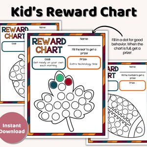 Reward Chart for Kids with Fall Theme, Instant Download