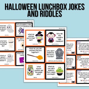 Halloween Lunchbox Jokes and Riddles; Instant Download